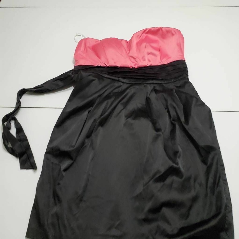 Dots Womens Sheath Dress Pink Black Color Block Stretch Strapless Juniors 11/12